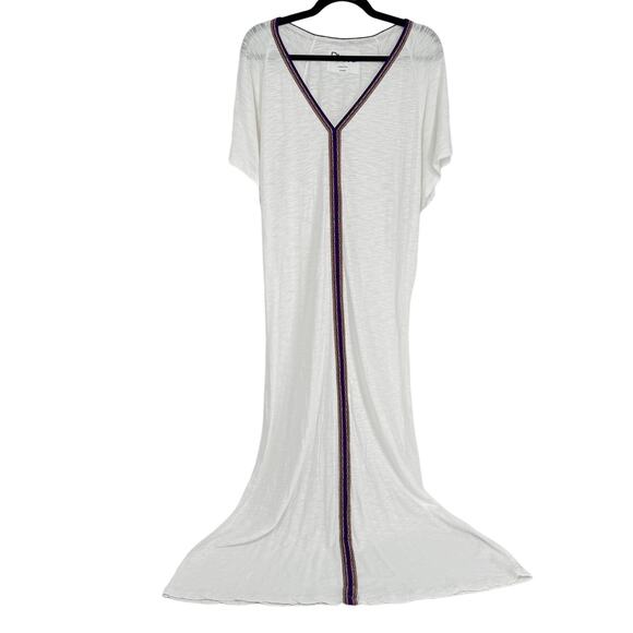 Pitusa Pima Short Sleeves V-Neckline Embroidered Abaya Dress‎ White One Size - Picture 4 of 9